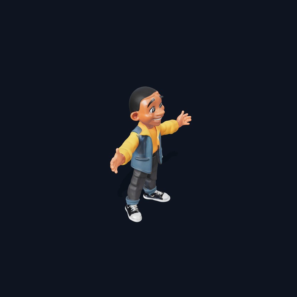 Energetic Boy in Casual Wear Rigged and Animated D Character Model